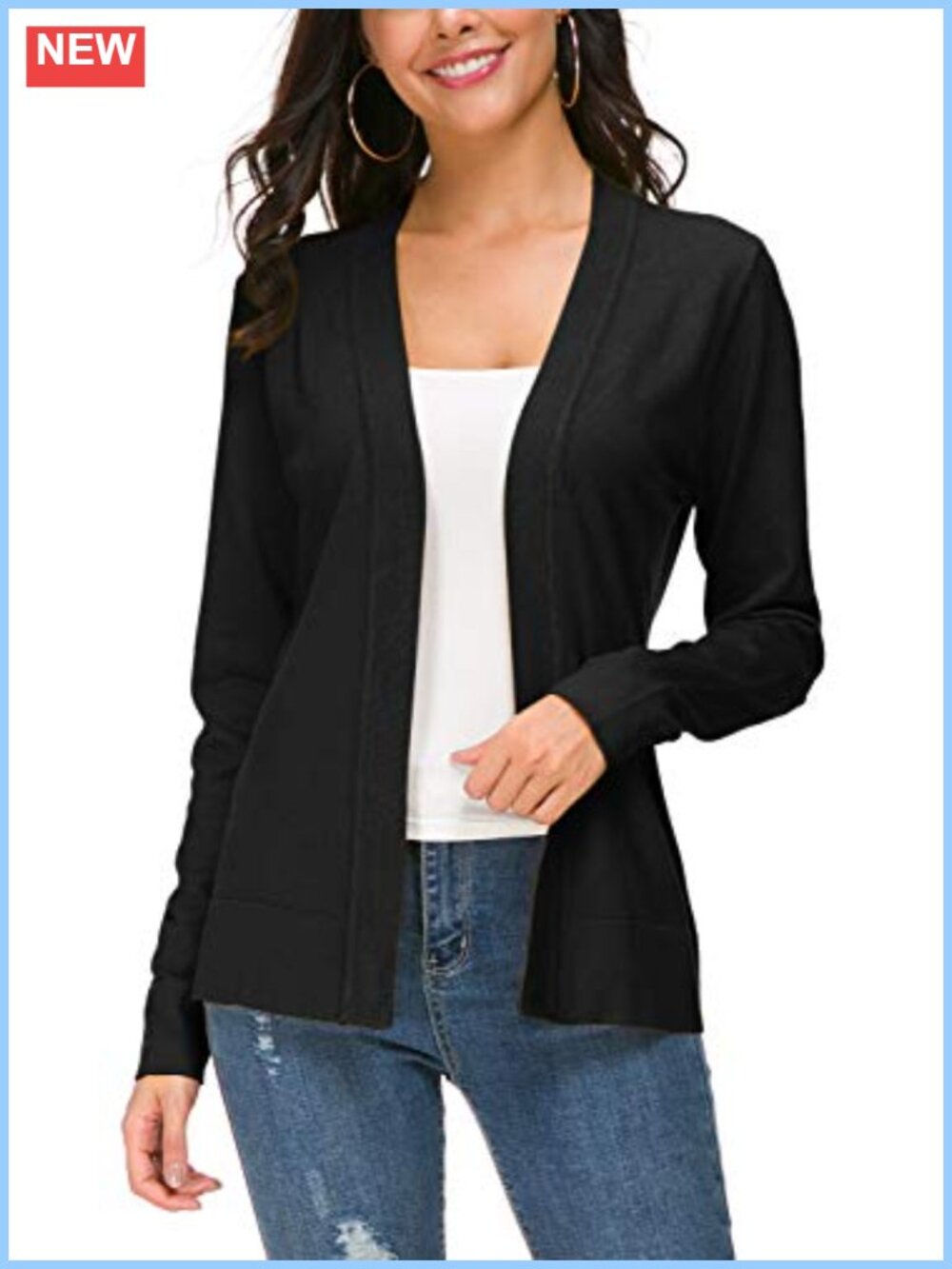 Urban CoCo Long Sleeve Open Front Knit Cardigan Sweater 70% Viscose 30%
